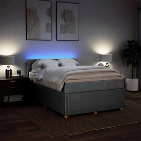 vidaXL Κρεβάτι Boxspring με Στρώμα Ανοιχτό Γκρι 140x190 εκ. Υφασμάτινο