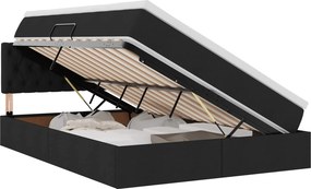 VidaXL LED Κρεβάτι αποθήκευσης με στρώμα Μαύρο 140 x 200 cm Ύφασμα