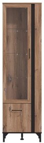 Βιτρίνα Corsica 1K VS1 Flagstaff Oak - Μαύρο 54,5x35x193 εκ. 54.5x35x193 εκ.