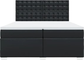 vidaXL Κρεβάτι Boxspring με Στρώμα Μαύρο 200x200 εκ. Συνθετικό Δέρμα