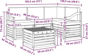 vidaXL Σειρά Καναπέ Εξωτερικού 5 pcs Λευκό και Κρεμ Πολυεστέρας