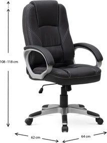 Καρέκλα γραφείου διευθυντική Robie Megapap από τεχνόδερμα χρώμα μαύρο 64x62x108/118εκ.