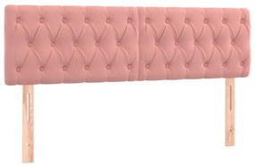 vidaXL Κρεβάτι Boxspring με Στρώμα Ροζ 140x190 εκ. Βελούδινο