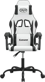 vidaXL Καρέκλα Gaming Περιστρεφόμενη Λευκή/Μαύρη από Συνθετικό Δέρμα