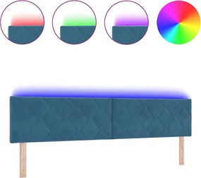 vidaXL LED κεφαλάρι Σκούρο Μπλε 200 cm Τεχνητό Δέρμα