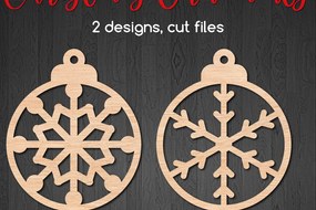 Σετ των 3 Intra απο ξύλο plywood 3mm-4mm πάχος 2 Στρογγυλό Χριστουγεννιάτικο Στολίδι Snowflake Δίασταση 8x8 cm INTRAFABR-107640347
