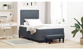 vidaXL Κρεβάτι με Στρώμα & Πάγκο Σκούρο Γκρι 120x200 εκ. Βελουτέ