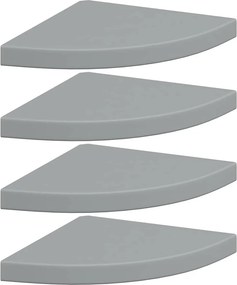 vidaXL Ράφια Τοίχου Γωνιακά 4 τεμ. Γκρι 35x35x3,8 εκ. MDF
