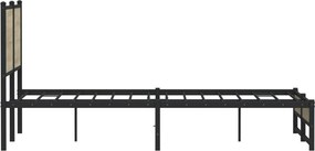 vidaXL Σκελετός Κρεβ. Χωρίς Στρώμα Sonoma Δρυς 140x200 εκ. Μεταλλικό