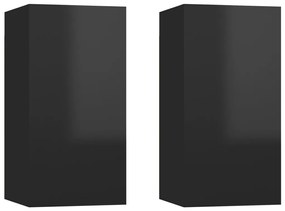 vidaXL Έπιπλα Τηλεόρασης 2 τεμ. Γυαλ. Μαύρα 30,5x30x60εκ. Μοριοσανίδα
