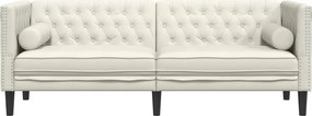 vidaXL Καναπές Διθέσιος Chesterfield με Στηρίγματα Κρεμ Βελούδο