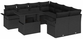 vidaXL Σετ Καναπέ Κήπου με μαξιλάρι 9 pcs Μαύρο Πολυ ράταν
