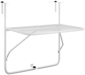 vidaXL Τραπέζι Μπαλκονιού Λευκό 60x40 εκ. Ατσάλι