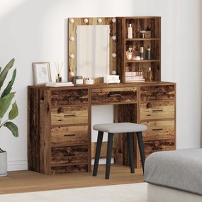 vidaXL Σετ Τουαλέτας 3 Τεμαχίων με LED σε Φινίρισμα Παλιού Ξύλου