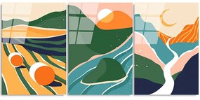 Πίνακας Γυάλινος (Σετ 3Τμχ) 123BZM2440 45x65cm Multi Wallity Κάθετοι Γυαλί