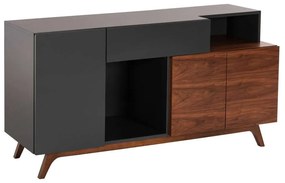 Μπουφές Preda HM9747 167x28-40x80cm Mdf Dark Grey-Walnut Mdf