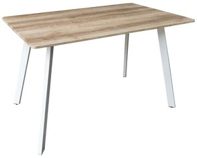 Τραπέζι Squaro pakoworld sonoma mdf με λευκά μεταλλικά πόδια 120x70x75εκ