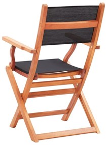 Καρέκλες Πτυσσόμενες 8τεμ. Μαύρες Μασίφ Ξύλο Ευκαλ./Τεξτιλίνη - Μαύρο