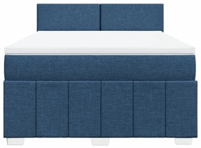 Κρεβάτι Boxspring με Στρώμα Μπλε 140x200 εκ. Υφασμάτινο - Μπλε