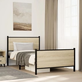 vidaXL Σκελετός Κρεβ. Χωρίς Στρώμα Sonoma Δρυς 100x200 εκ. Μεταλλικό