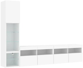 vidaXL Έπιπλα Τοίχου Τηλεόρασης 4 τεμ LED Λευκά από Επεξεργασμένο Ξύλο