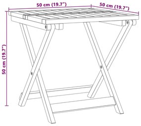 Τραπέζι Κήπου Πτυσσόμενο 50 x 50 x 50 εκ. Μασίφ Ξύλο Ακακίας - Καφέ