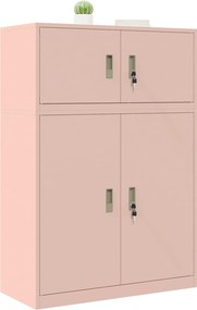 vidaXL Ντουλάπι αποθήκευσης 2 τμχ. Ροζ 90 x 40 x 130 cm Ατσάλι