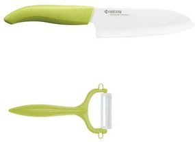 Μαχαίρι Chef &amp; Απόφλοιωτής FK140WHCP10GRS 14cm Green Kyocera Κεραμικό,Πλαστικό