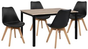 Σετ τραπεζαρίας C10341 5τμχ με Τραπέζι SONAMA 110x70x76εκ. &amp; Καρέκλες VEGAS Μαύρες