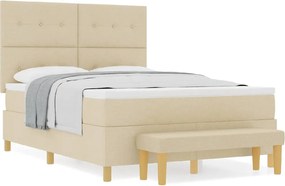 vidaXL Κρεβάτι με ελατήρια με στρώμα Κρεμ 140 x 190 cm ύφασμα