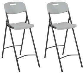 Καρέκλες Μπαρ Πτυσσόμενες 2 τεμ. Λευκές από HDPE / Ατσάλι