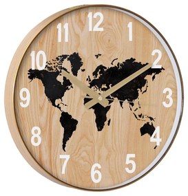 Ρολόι Τοίχου Χάρτης 838127 Φ35cm Natural-Black-White Ankor Πλαστικό