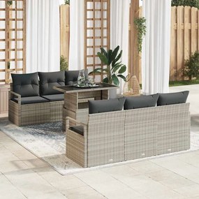 vidaXL Σετ Καναπέ Κήπου 7 pcs Ανοιχτό γκρι 100 x 55 x 73 εκ
