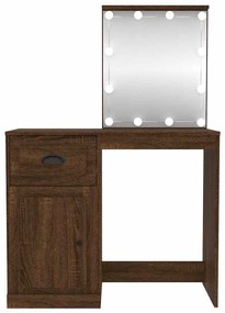 vidaXL Μπουντουάρ με LED Καφέ Δρυς 90x50x132,5 εκ. Επεξ. Ξύλο