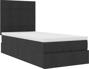 vidaXL Οθωμανικό κρεβάτι με στρώμα Μαύρο 80x200cm Ύφασμα