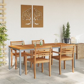 vidaXL Τραπεζάκι Κήπου 200x90x75 εκ. από Μασίφ Ξύλο Ακακίας και Μέταλλο