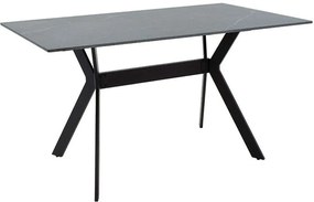 Τραπέζι Olivet 029-000142 180x90x75cm Marble Effect Black Stone,Metal