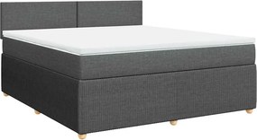 vidaXL Κρεβάτι Boxspring με Στρώμα Σκούρο Γκρι 180x200 εκ Υφασμάτιν