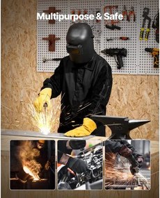 VEVOR FR Welding Jacket M Size Heavy Duty Cowhide Leather &amp; 9oz FR Cotton