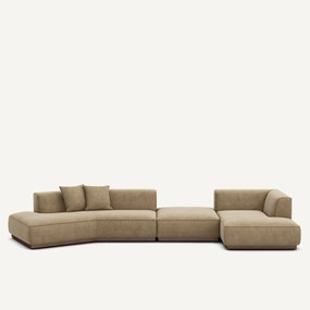 Γωνιακός καναπές δεξιός XL με υποπόδιο από βελούδο stonewashed, JACOPO