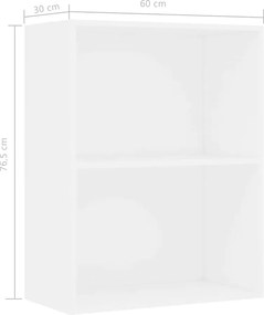 vidaXL Βιβλιοθήκη Λευκή 60x30x76,5 εκ. από Τεχνητό Ξύλο
