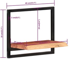 vidaXL Ράφια Τοίχου 2 Τεμ. 40x24x35 εκ. Μασίφ Ξύλο Ακακίας &amp; Ατσάλι