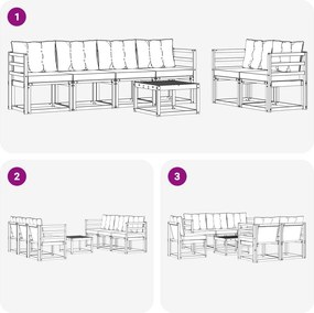 vidaXL Σειρά Καναπέ Εξωτερικού με μαξιλάρι 7 pcs Λευκό και Μπεζ