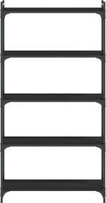 vidaXL Βιβλιοθήκη 5 Επιπέδων Μαύρη 80x30x154 εκ. Επεξεργασμένο Ξύλο