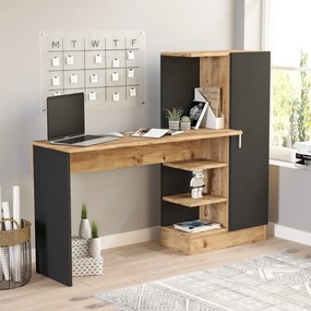 Γραφείο ArteLibre CAMDEN Πεύκο/Μαύρο Μοριοσανίδα 152.3x40x120cm-15350088