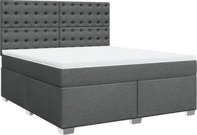 vidaXL Κρεβάτι Boxspring με Στρώμα Σκούρο Γκρι 180x200 εκ Υφασμάτιν