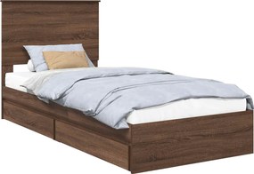 vidaXL Κρεβάτι Αποθήκης Καφέ δρυς 75 x 190 cm Επεξεργασμένο ξύλο