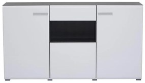 Κομότα - Συρταριέρα Enzo 3K1F Λευκό - Black Grey Wood - Λευκή Λάκα 173x41,5x96,5 εκ. 173x41.5x96.5 εκ.