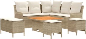 vidaXL Σύνολα επίπλων με μαξιλάρι 7 pcs Μπεζ και Κρέμα Ράτα PE