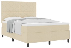 vidaXL Κρεβάτι με Σπινθηριστή Κρέμα 160x200 εκ. Ύφασμα
